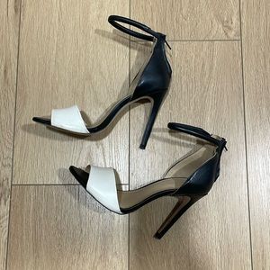 Zara Strap Heels Two-tone Black White Size 6